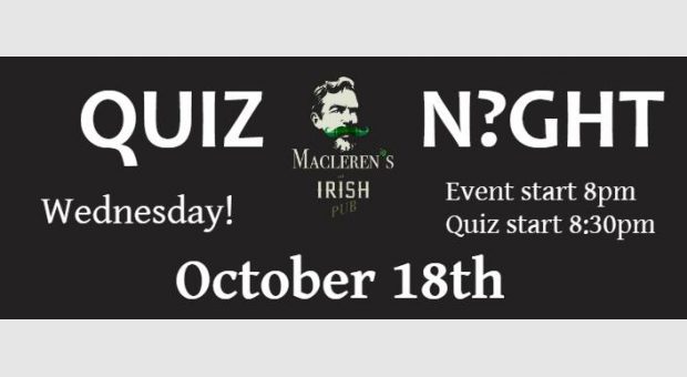 Quiz Night! Wednesday, October 18