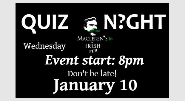 Quiz Night! Wednesday, January 10